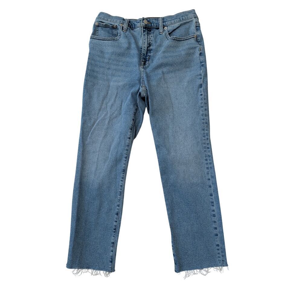 J. CREW Essential STRAIGHT Woman's Jeans/Pants; Blue Denim; Frayed Hem; 29/8
